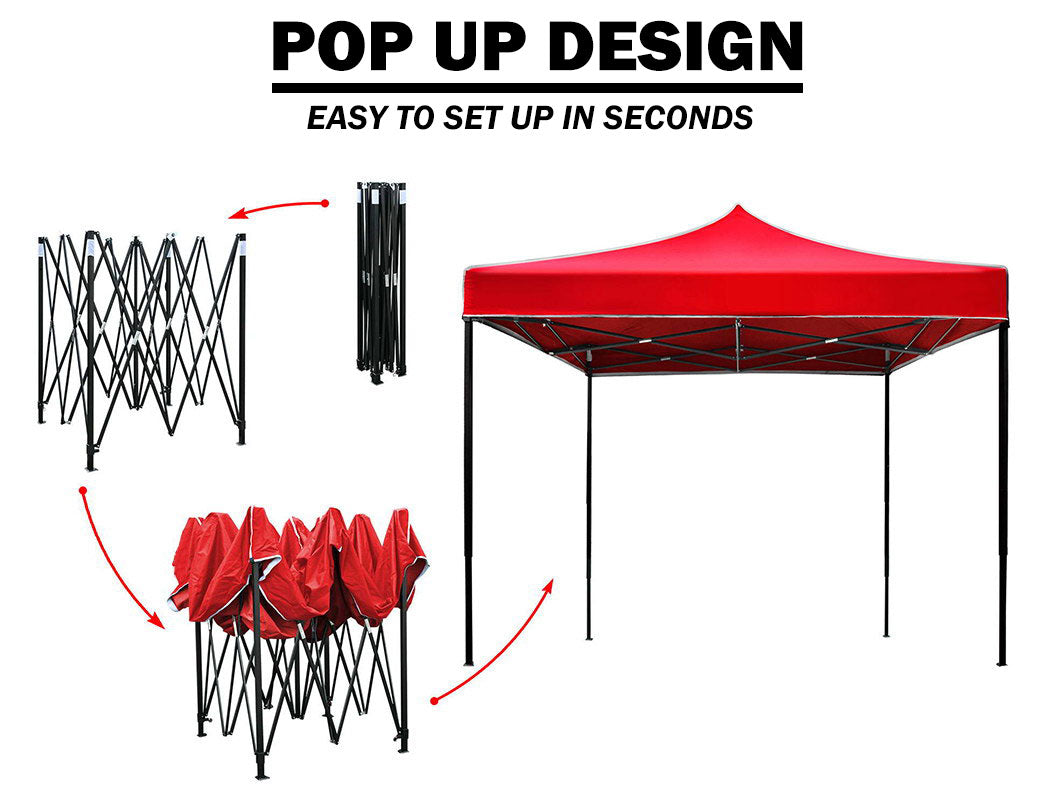 3x3m Pop Up Camping Marquee - Red