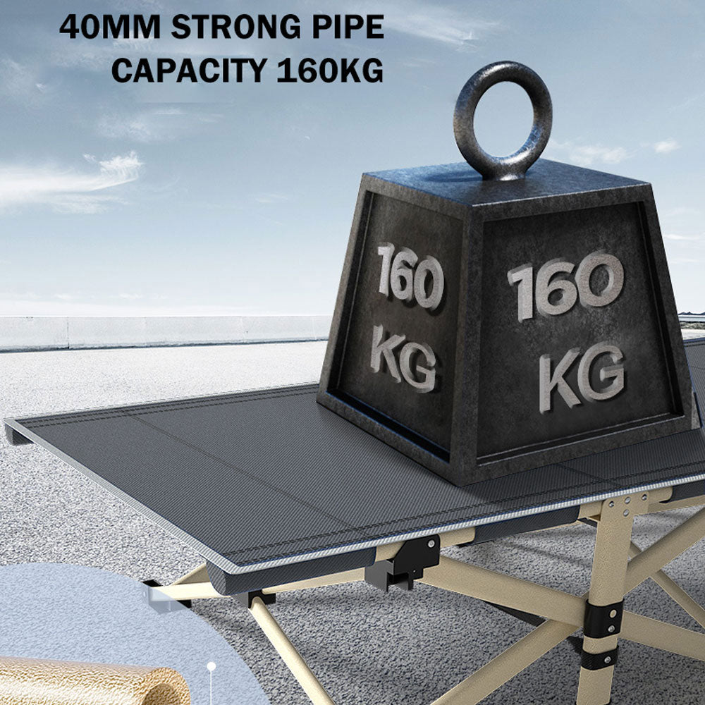 Folding Camping Stretcher Single Recliner Mat - grey