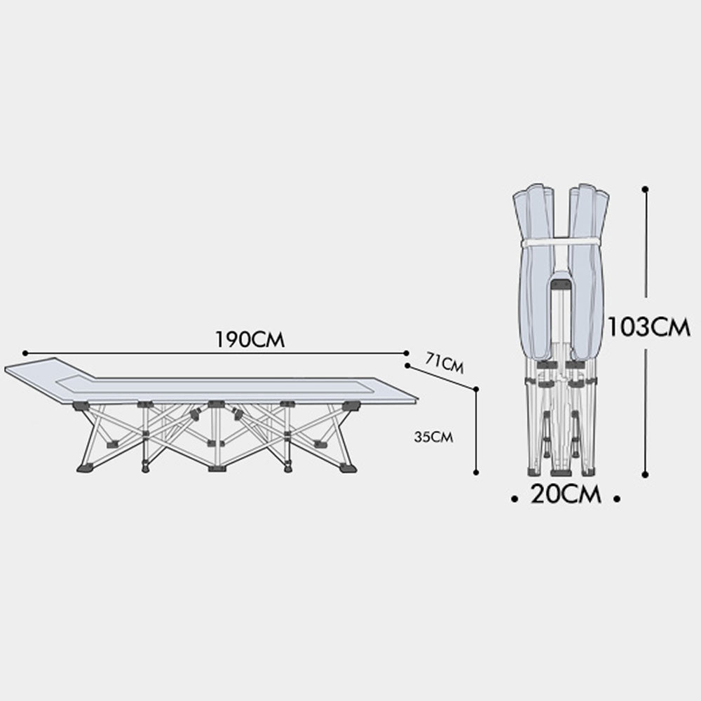 Folding Camping Stretcher Single Recliner Mat - grey
