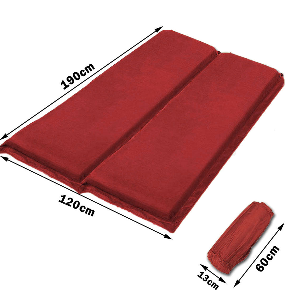 Double Self Inflating 8cm Mattress Joinable - red