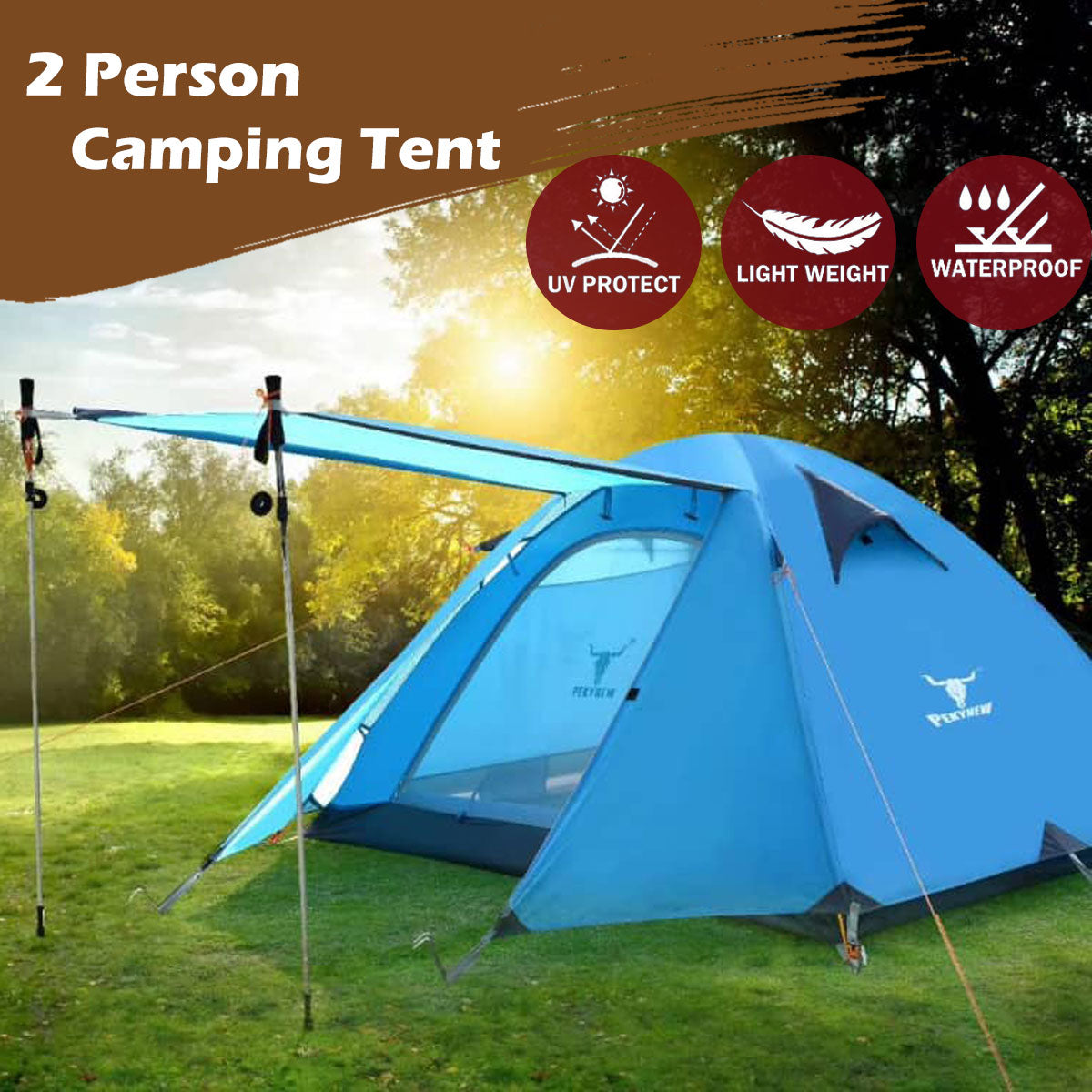 Lightweight Camping Waterproof Tent - Backpacking Hiking - BLUE