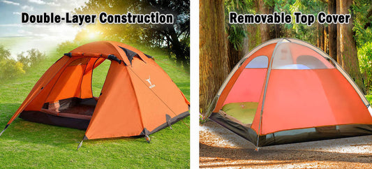 Lightweight Camping Waterproof Tent for 2 Hiking - ORANGE