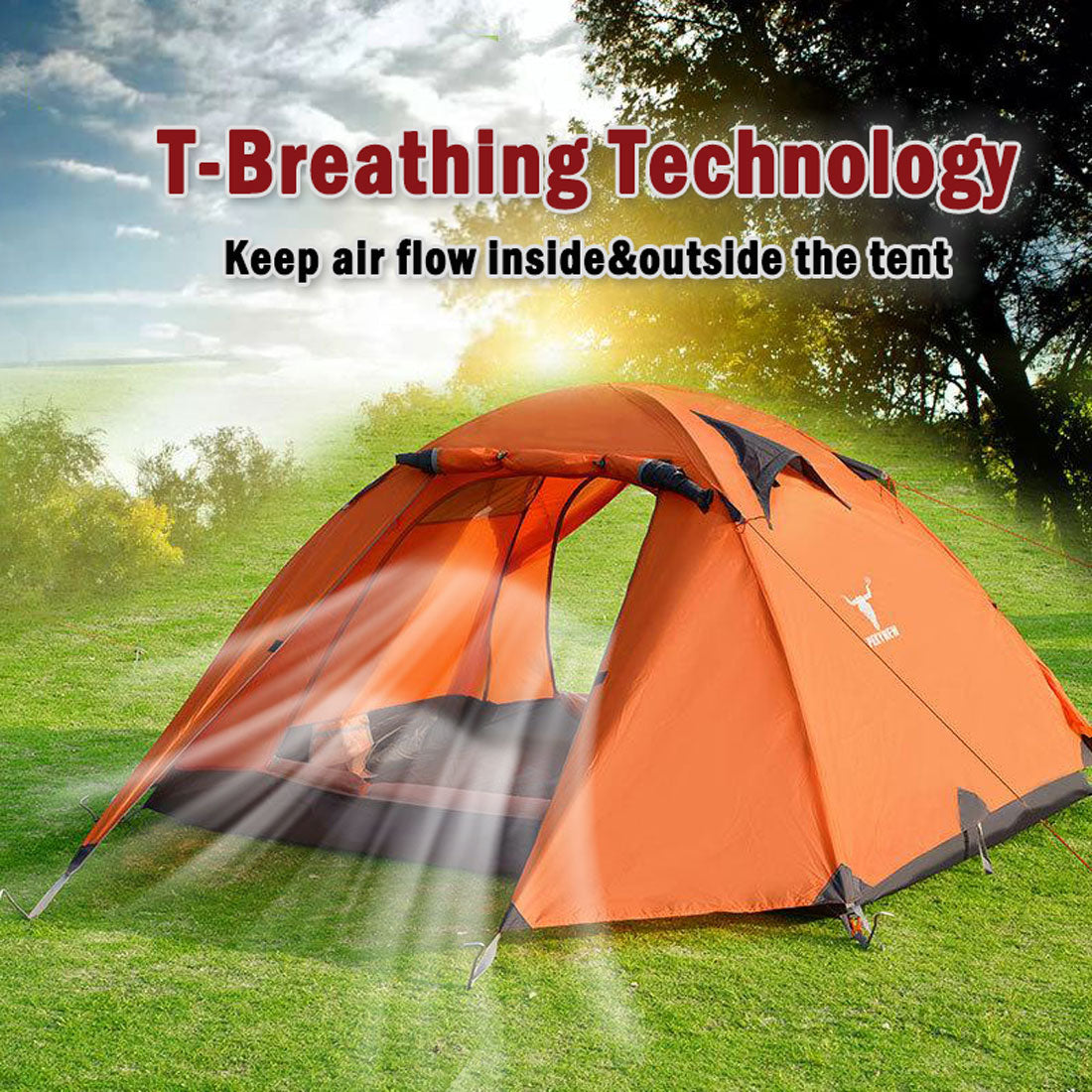 Lightweight Camping Waterproof Tent for 2 - Backpacking Hiking - ORANGE