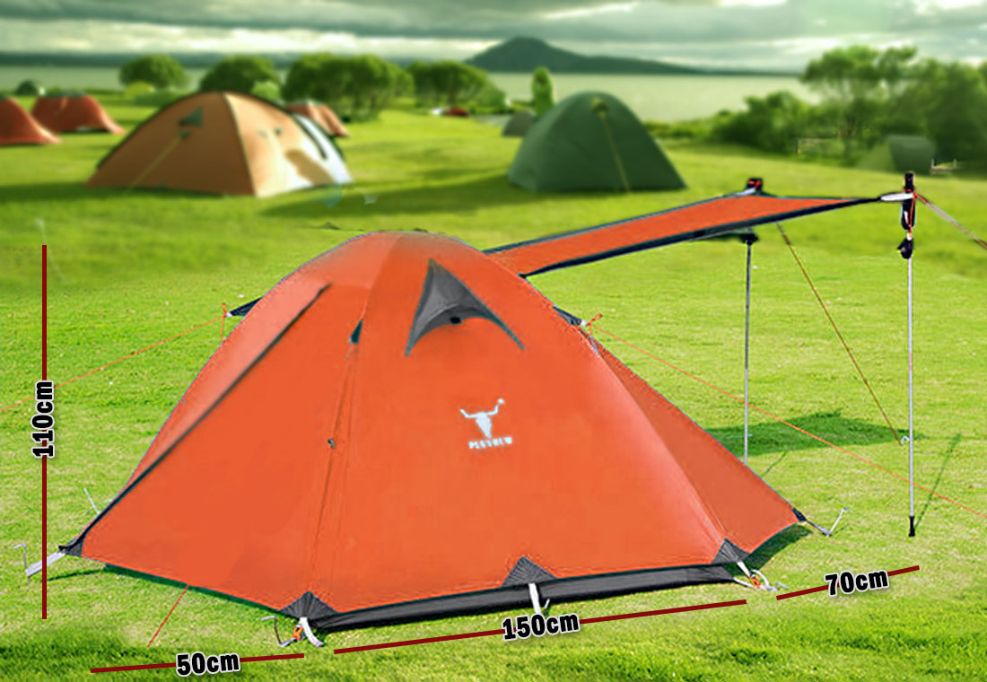 Lightweight Camping Waterproof Tent for 2 - Backpacking Hiking - ORANGE