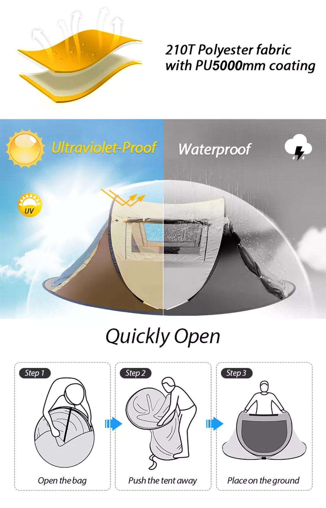Instant Up Waterproof Camping Tent