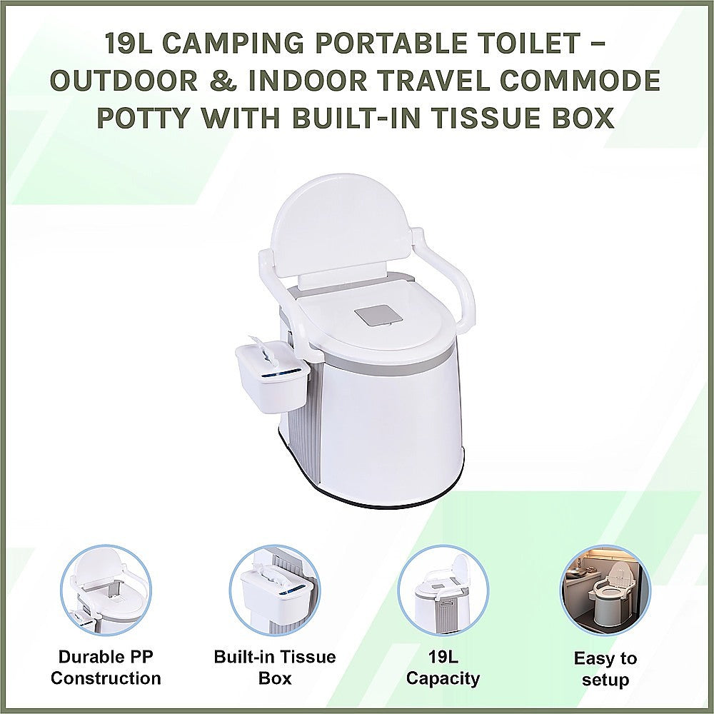 19L Camping Portable Toilet – White