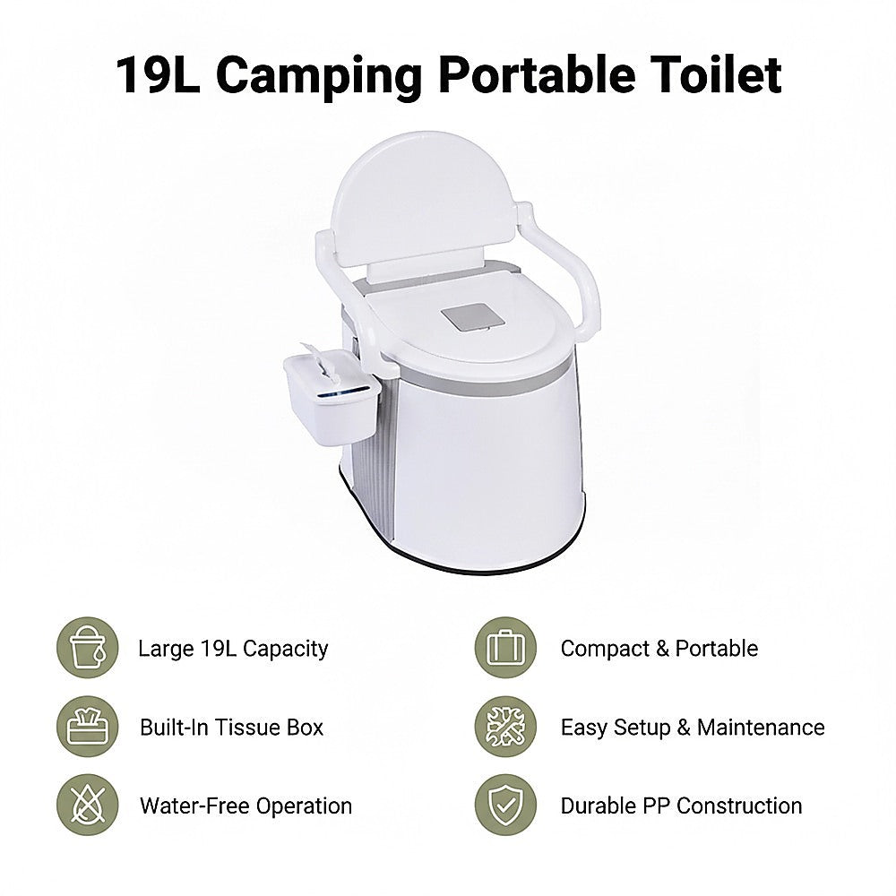 19L Camping Portable Toilet – White