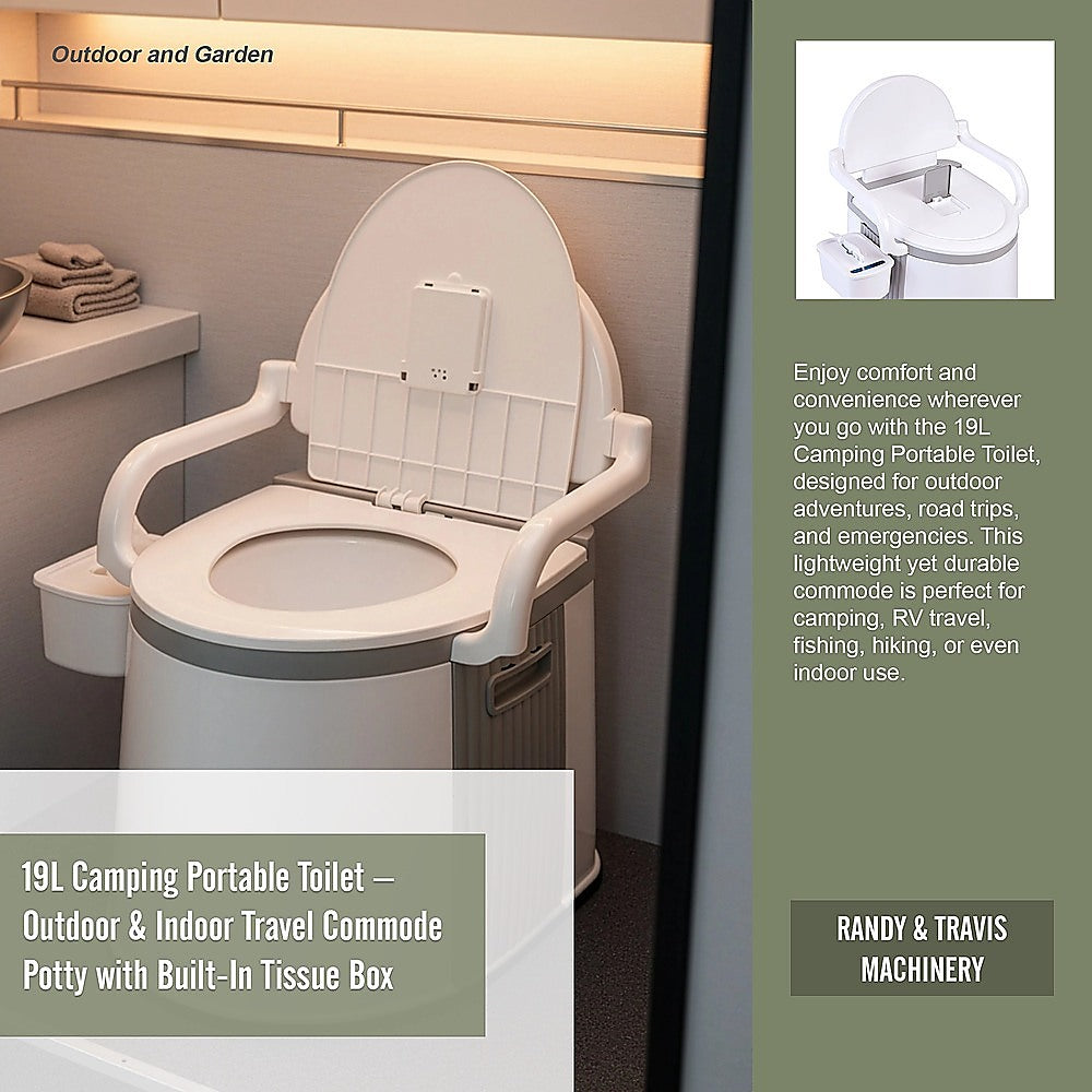 19L Camping Portable Toilet – White