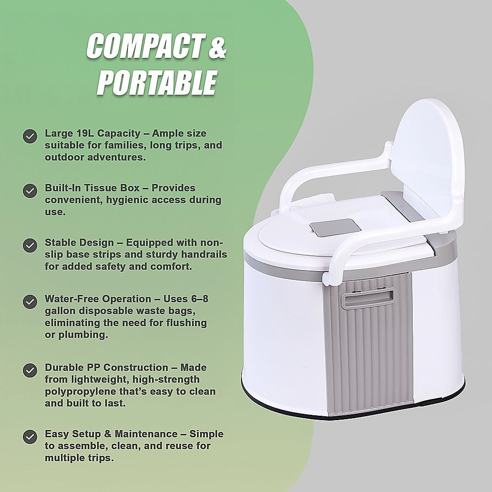 19L Camping Portable Toilet – White