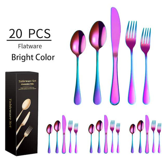 Bright Stainless Steel Camping Cutlery Set