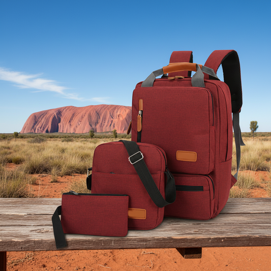 3-Piece Camp Work Backpack Set – Earth Red