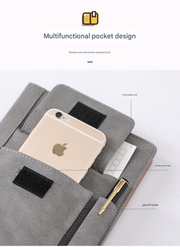 A5 Multi-Functional PU Leather Journal with Pockets - Orange