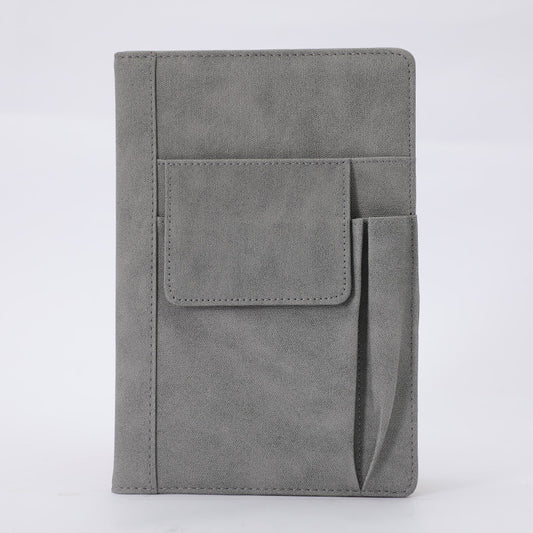 A5 Multi-Functional PU Leather Journal w Pockets - Grey