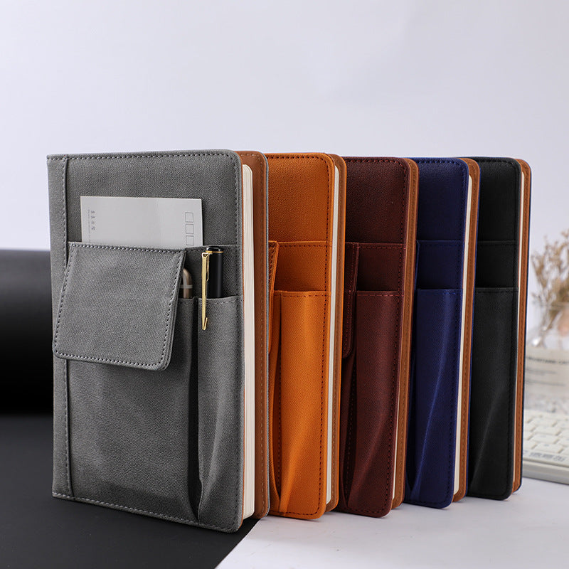 A5 Multi-Functional PU Leather Journal w Pockets - Grey