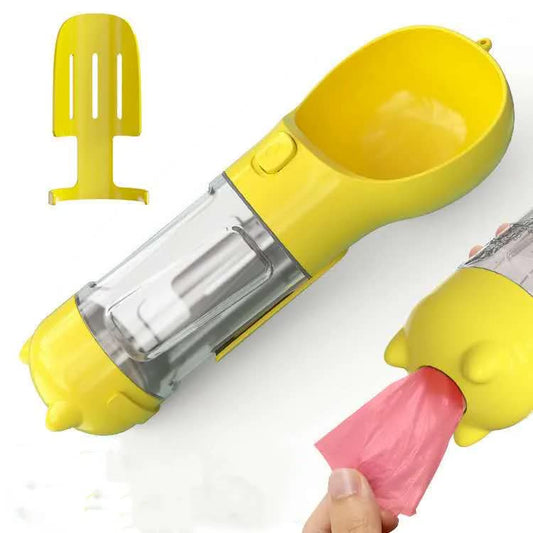Pet Water Bottle with Waste Bag Dispenser - Yellow