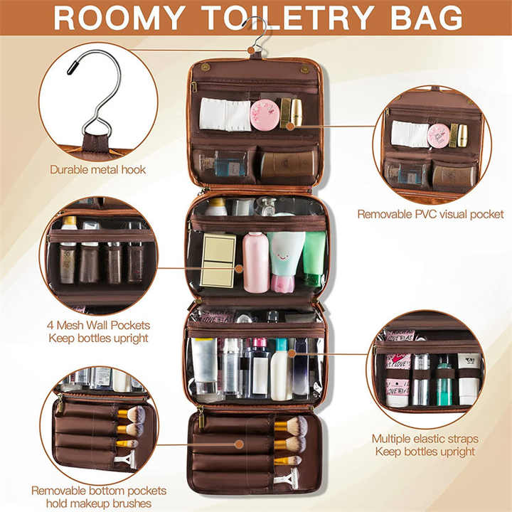 Luxury Glamping Business Travel Toiletry Bag - Waterproof - Light Brown