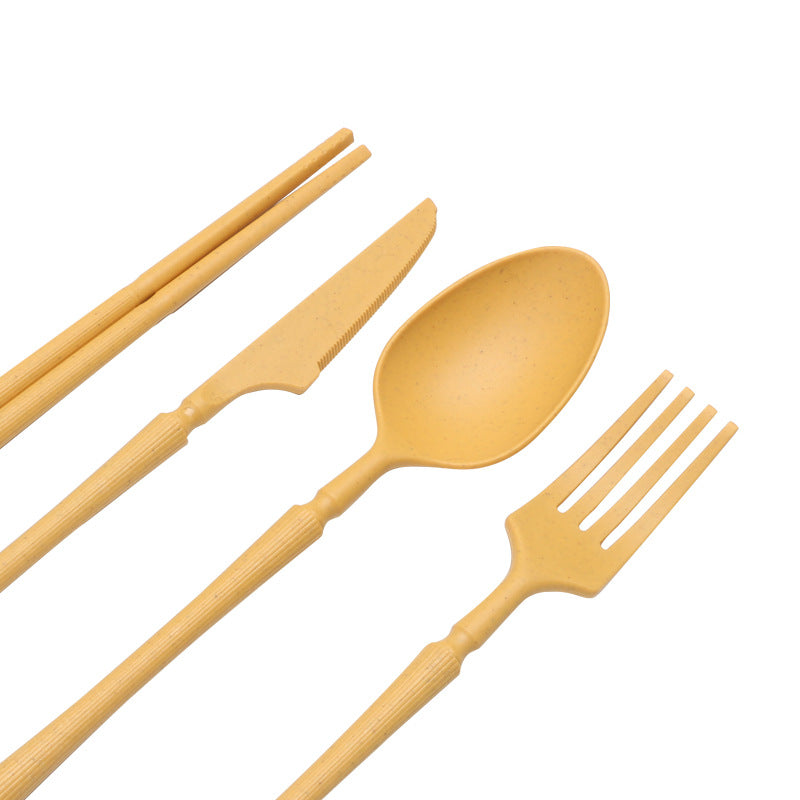 Eco-Friendly Wheat Straw Camping Tableware Set - multi colour