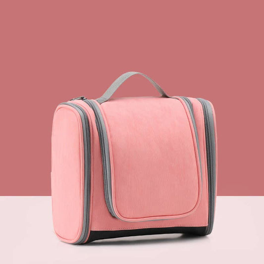 Camping Travel Toiletry Bag with Hook & Dry-Wet Separation - Pink