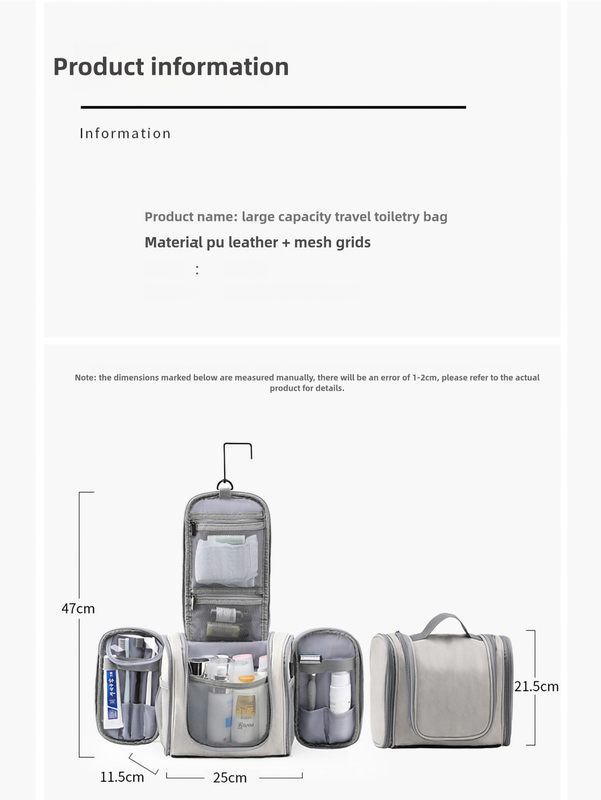 Camping Travel Toiletry Bag with Hook & Dry-Wet Separation - Blue