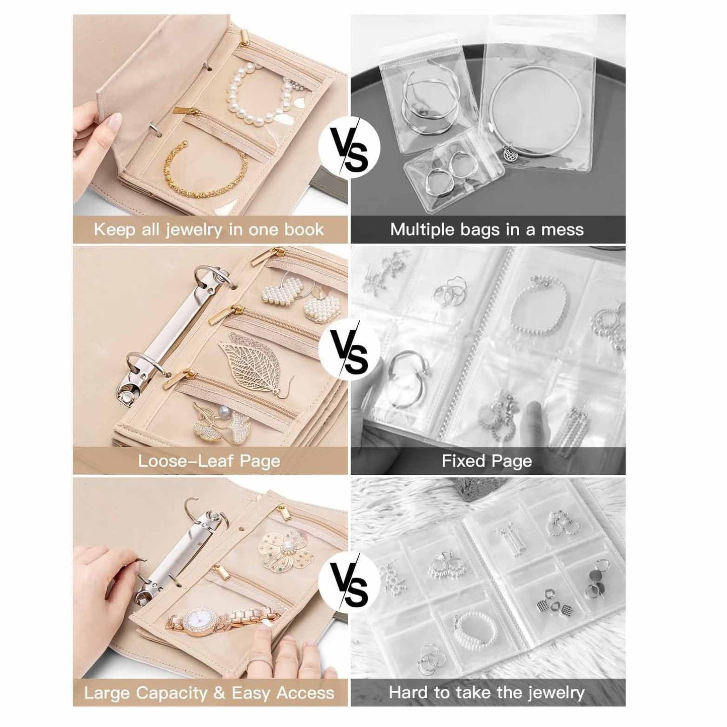 Travelling & Camping Storage Book for Jewellery - light pink