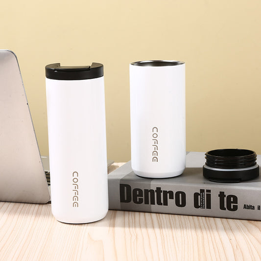 Travel Mugs - Insulated Stainless Steel Coffee Tumbler Set - WHITE