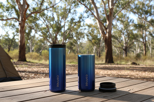 Travel Tumbler set - Insulated Stainless Steel - Metallic Blue