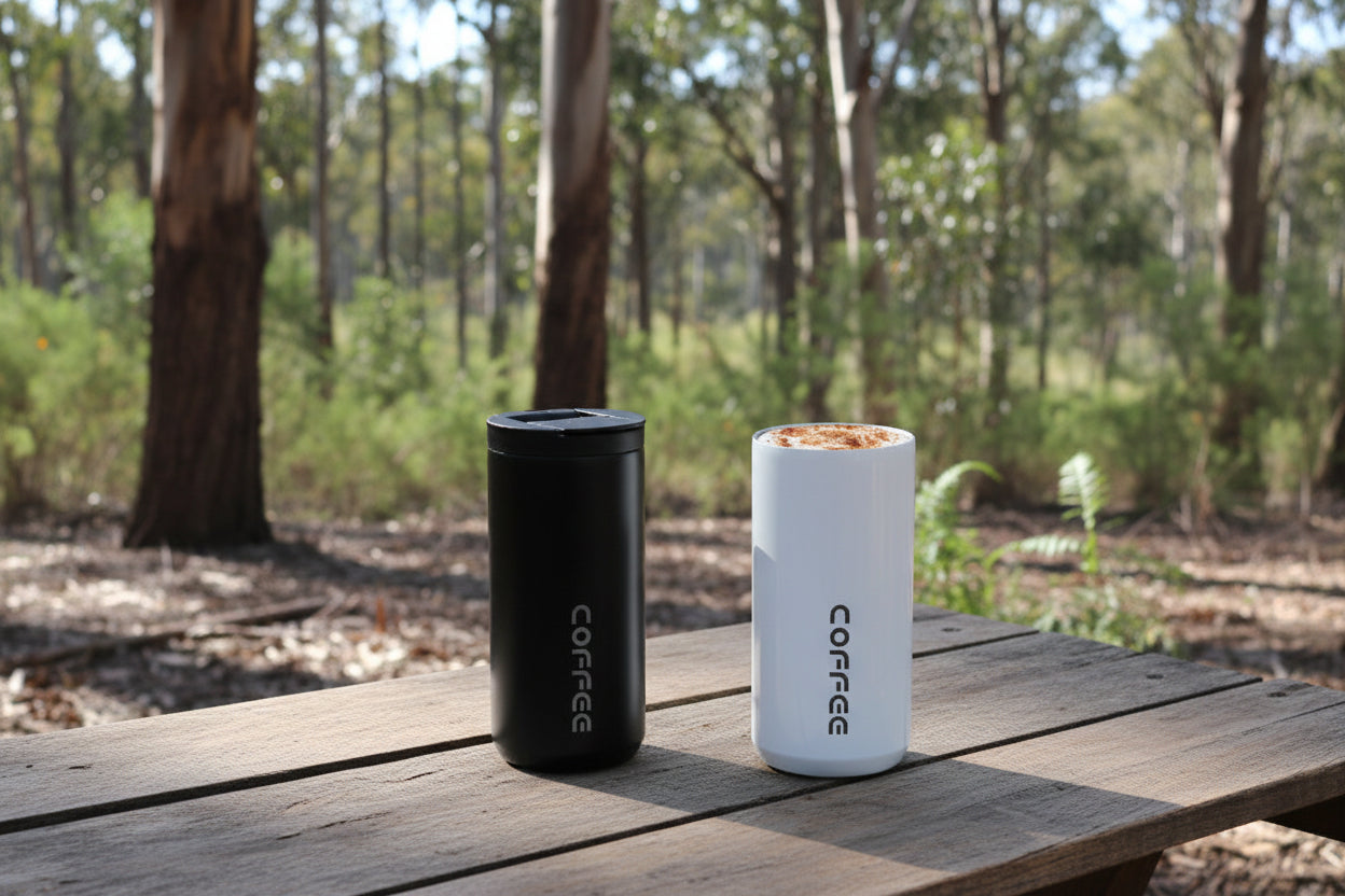 Travel Tumbler set - Insulated Stainless Steel - Metallic Blue