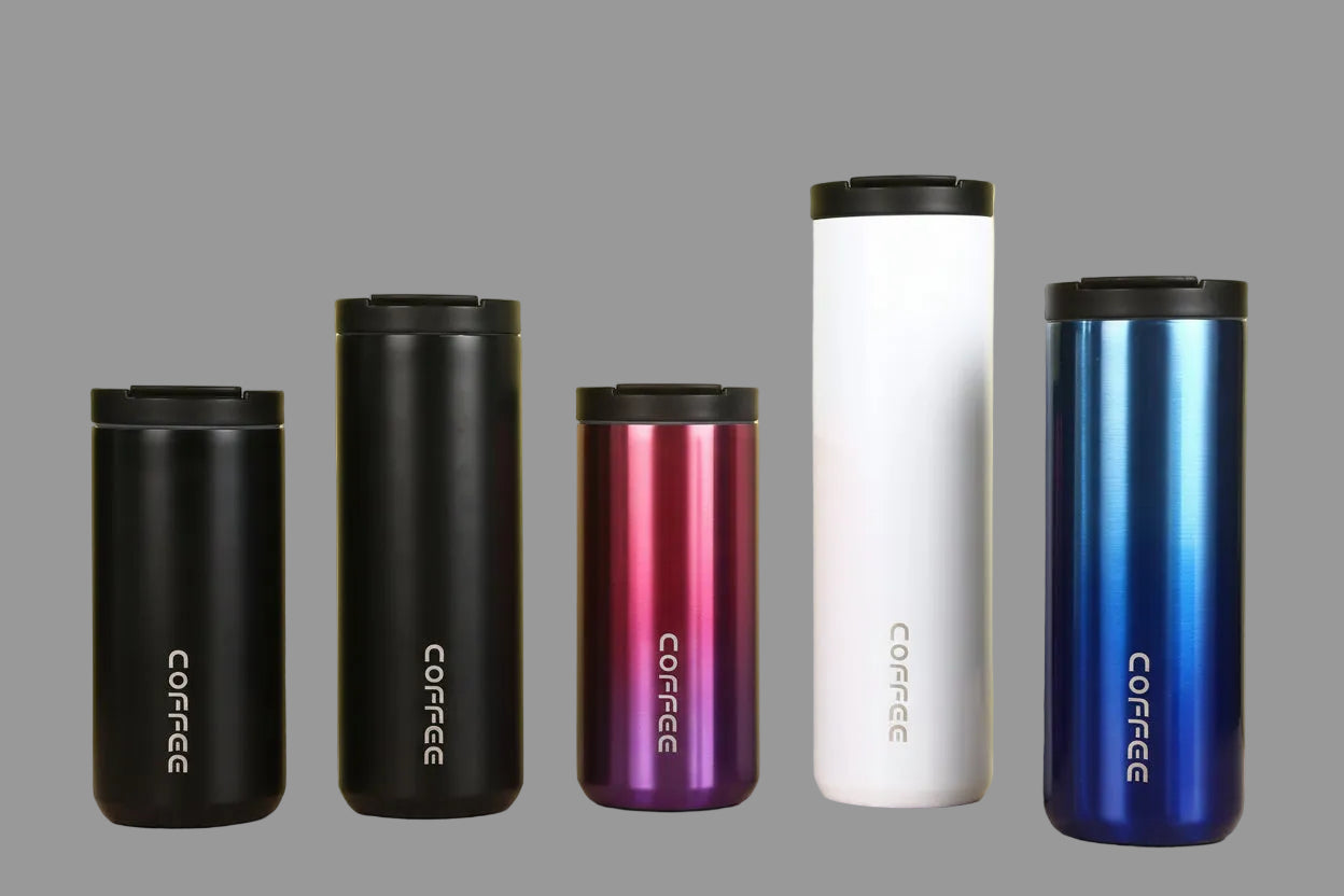 Travel Tumbler set - Insulated Stainless Steel - Metallic Blue
