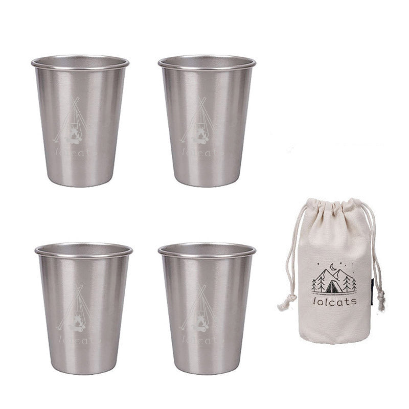 Stainless Steel Camping Cups - set of 4 with bag