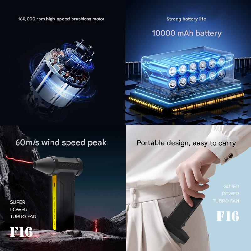 Jet Fan - 200W Powerful Handheld Air Blower - Wood Grain