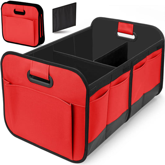 Heavy Duty Collapsible Vehicle Organiser - Large 65L Black & Red