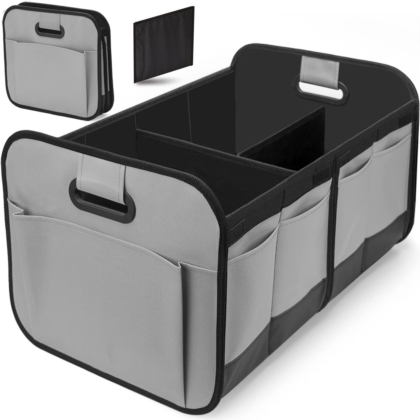 Heavy Duty Collapsible Vehicle Organiser - Large 65L Grey & Black