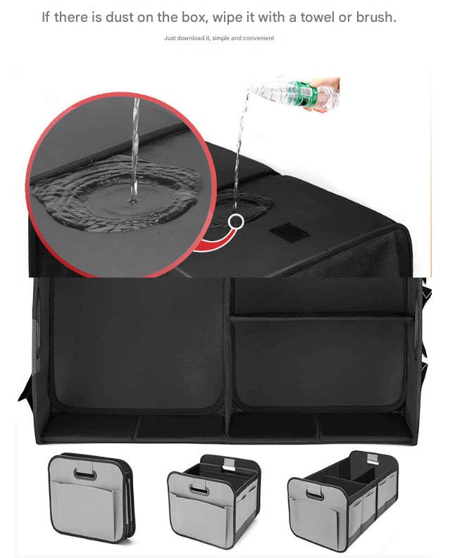 Heavy Duty Collapsible Vehicle Organiser - Large 65L Grey & Black