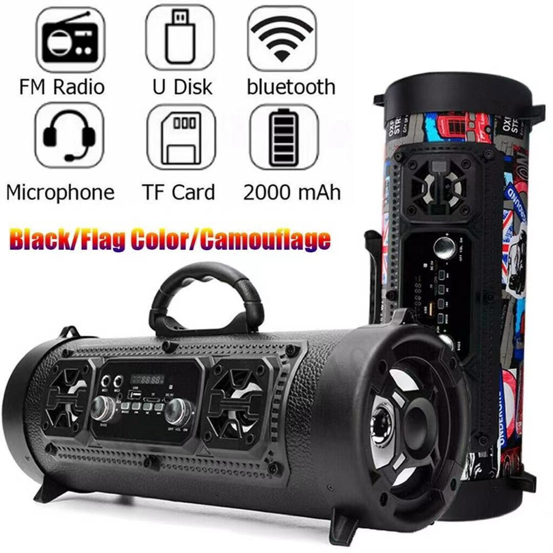 Portable Wireless Speaker - FM Radio, USB/TF, Aux - Black - Free shipping