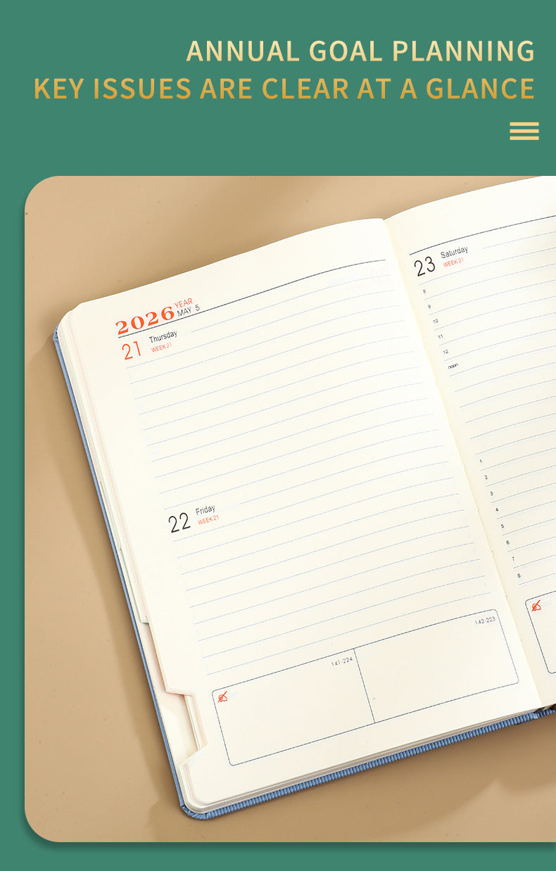 2026 A5 Daily Planner Diary Notebook - Black