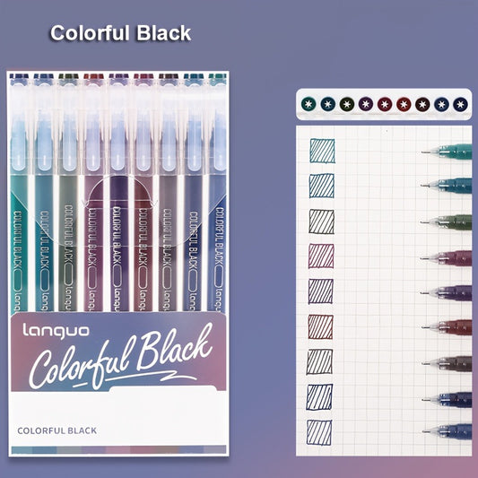Colourful Black 9PCS/Set Languo Gel Pen Set