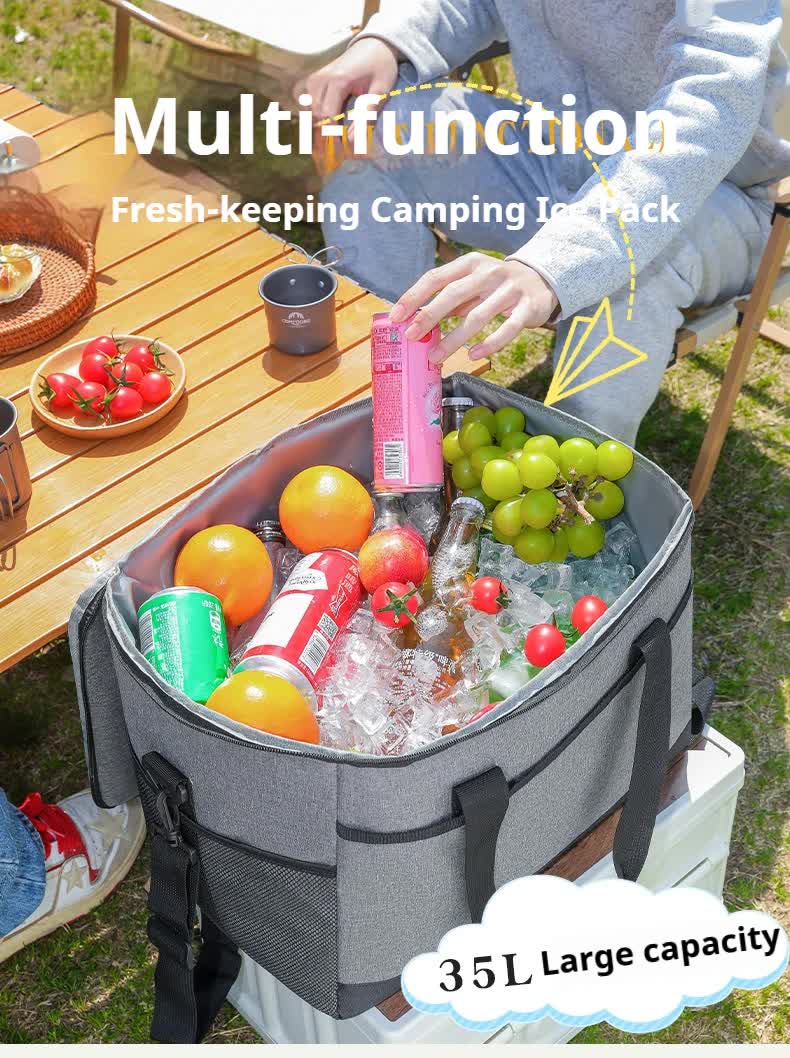 Insulated Soft Sided Heavy Duty 35L Cooler Bag - Grey