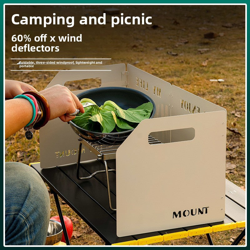 Heavy-Duty 4-Fold Camping Stove Windshield - blue