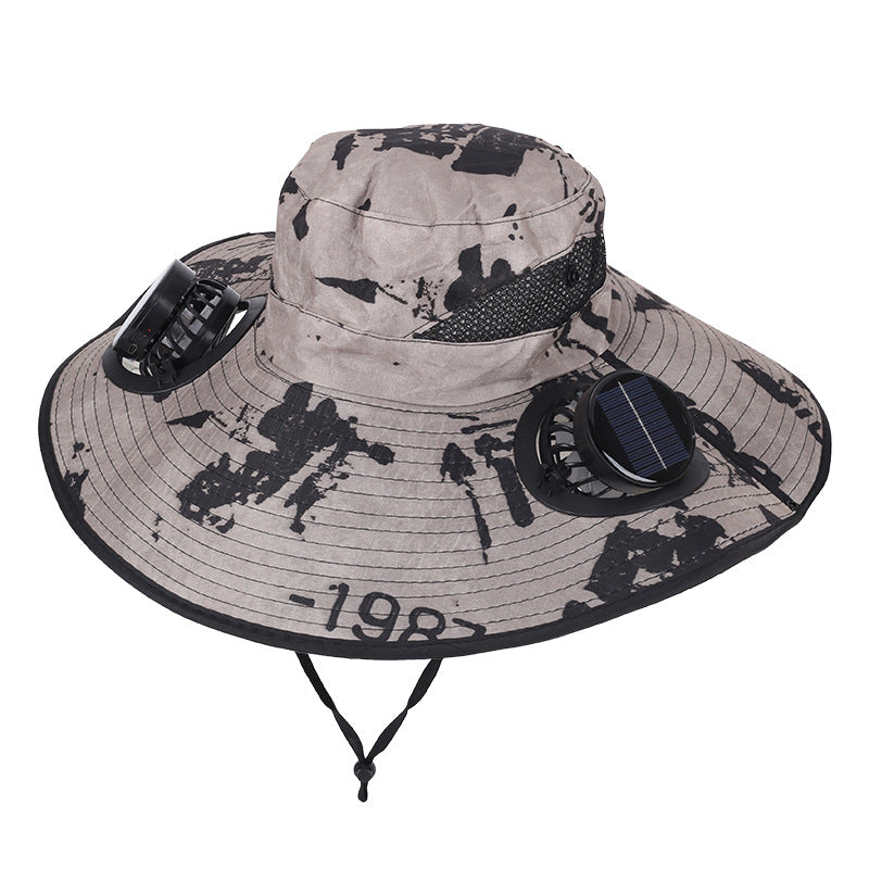 Camping Cooling Wide Brim Hat Turbo Fan - 14cm camouflage