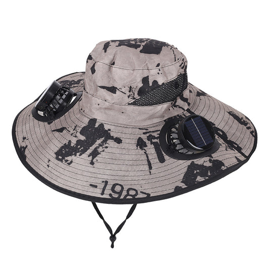 Camping Cooling Wide Brim Hat Turbo Fan - 14cm camouflage