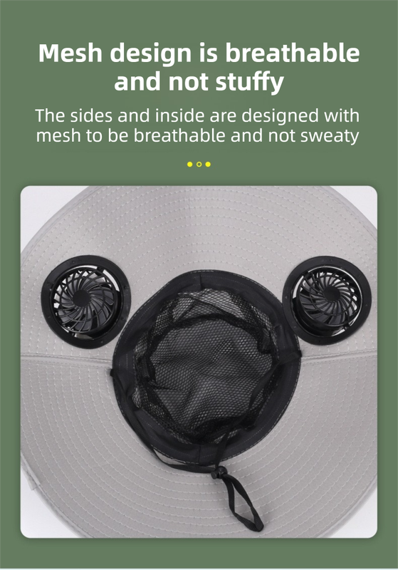 Camping Cooling Wide Brim Hat Turbo Fan - 14cm camouflage