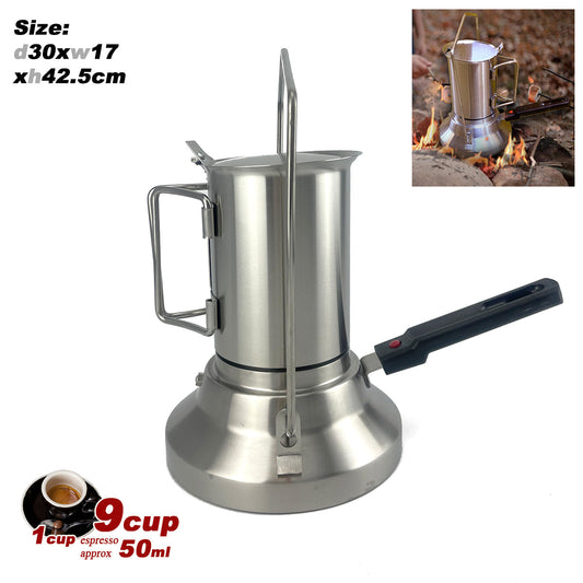 Camping Stainless Steel 9Cup Pot Moka Coffee Maker