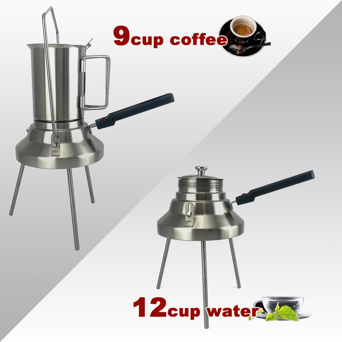 Camping Stainless Steel 9Cup Pot Moka Coffee Maker