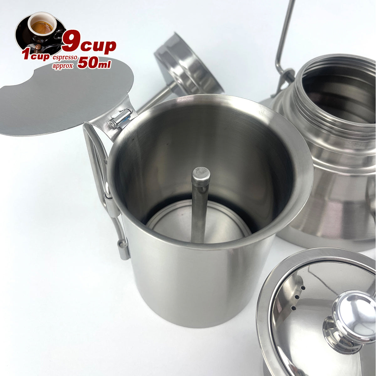 Camping Stainless Steel 9Cup Pot Moka Coffee Maker