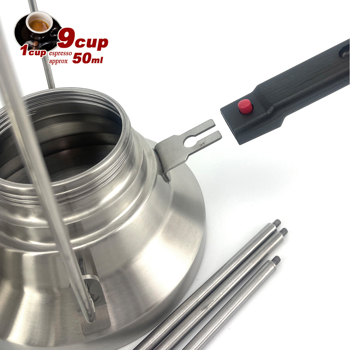 Camping Stainless Steel 9Cup Pot Moka Coffee Maker