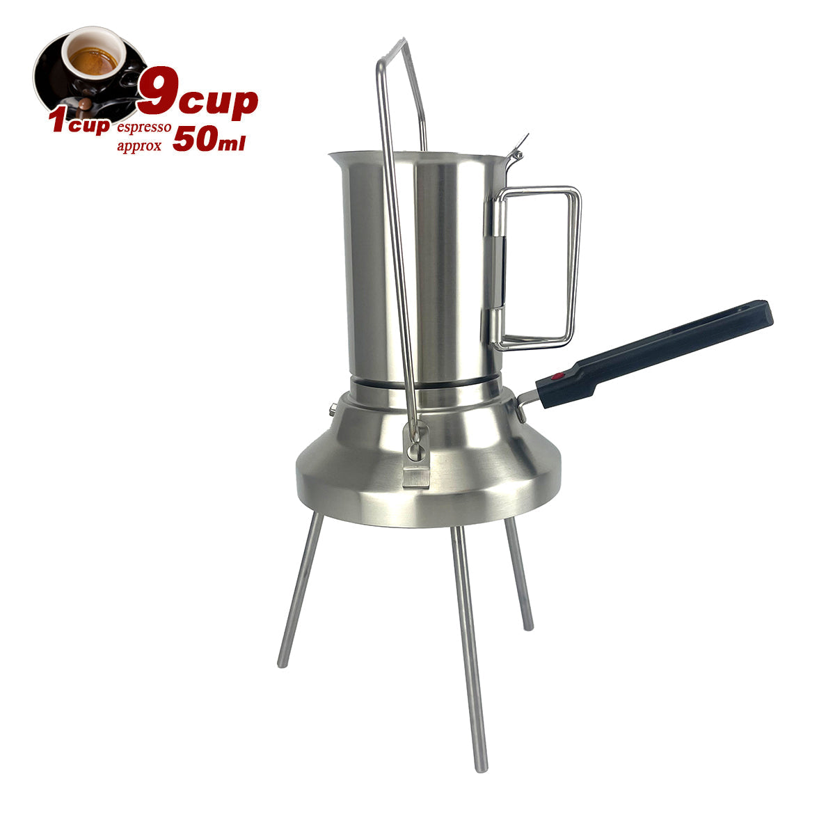 Camping Stainless Steel 9Cup Pot Moka Coffee Maker
