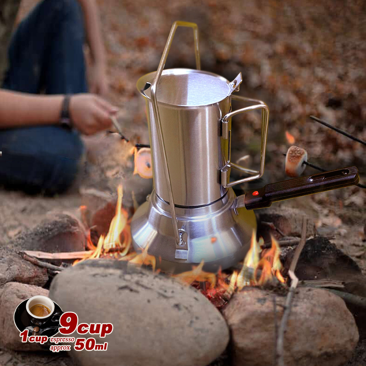 Camping Stainless Steel 9Cup Pot Moka Coffee Maker