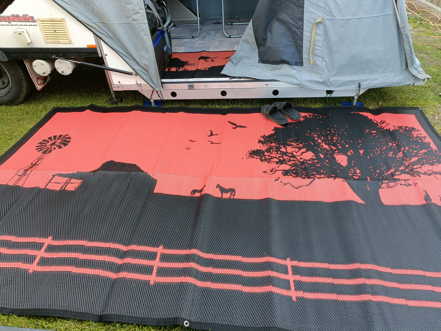 Recycled Poly Camping Mat - Country Orange/Red 3m x 1.8m