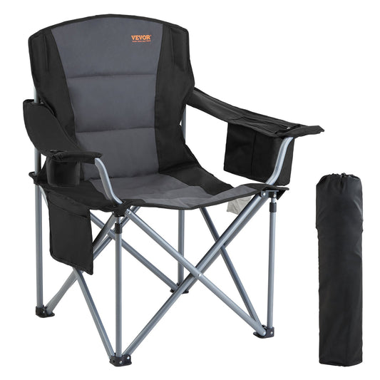 Camp Chair, Heavy Duty, Pockets, Cup Holder & Cooler Bag