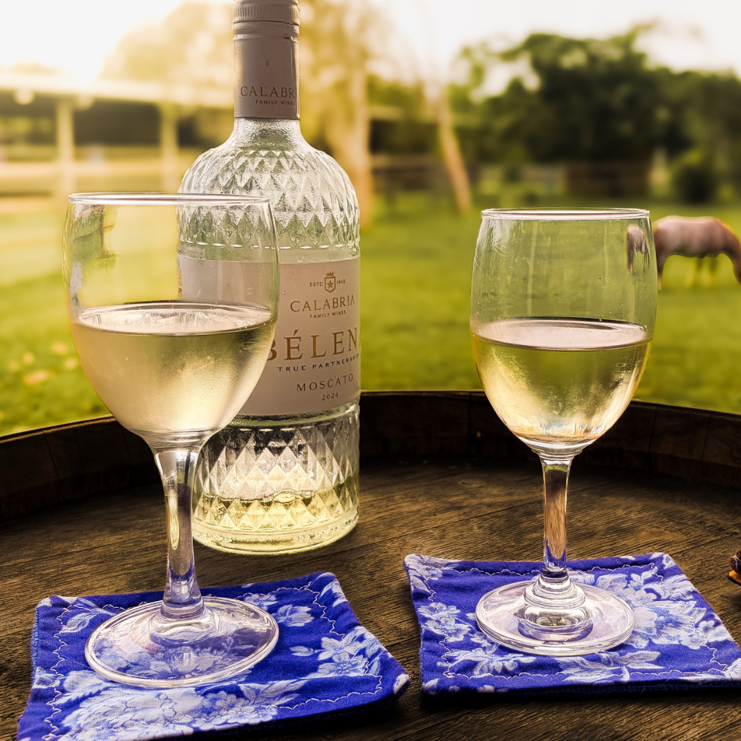 Coasters for Travelling & Camping - White Flowers blue background